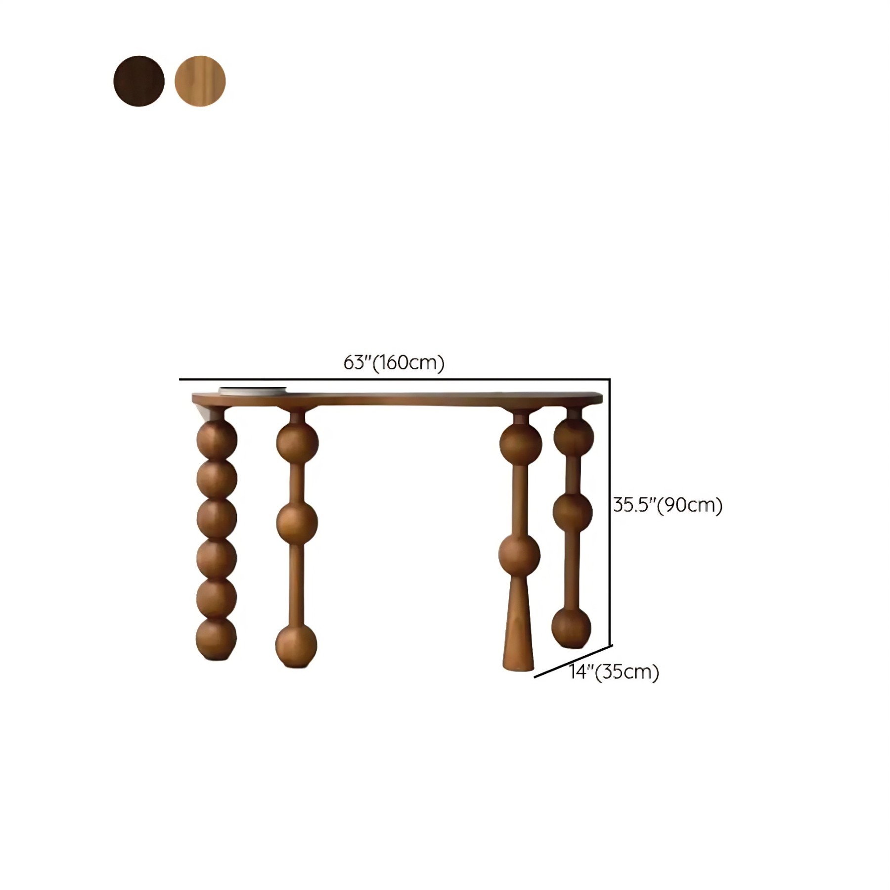 Turned-Leg Wood Entry Console Table