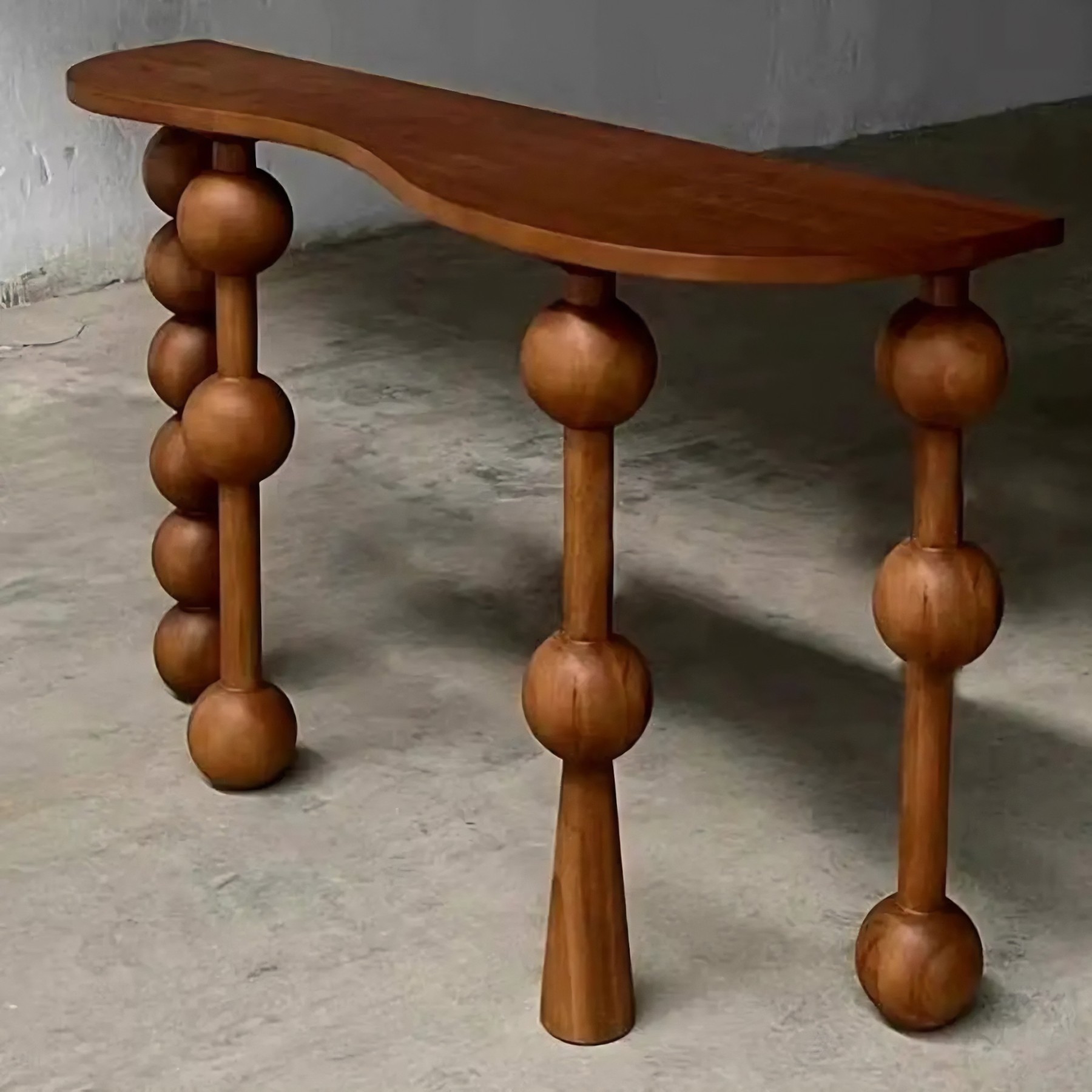 Turned-Leg Wood Entry Console Table