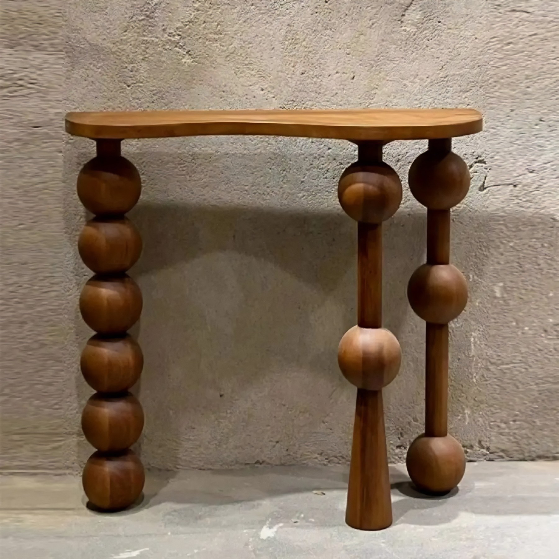 Turned-Leg Wood Entry Console Table