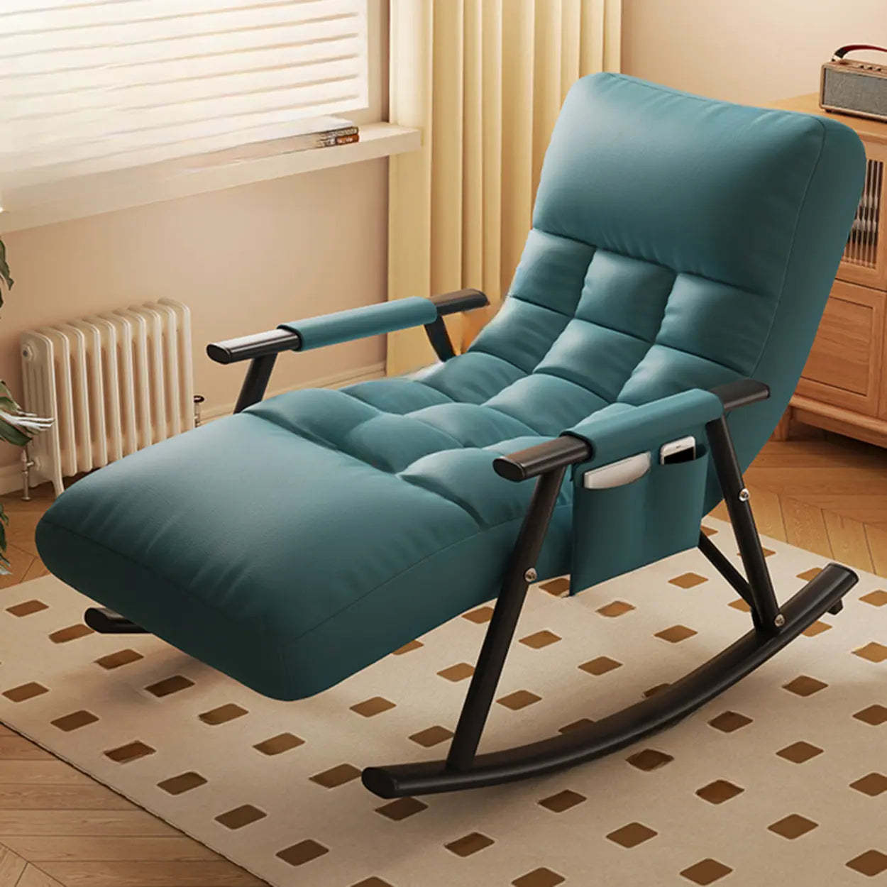Twilight Orange Round-Arm Rocking Chair — Blue