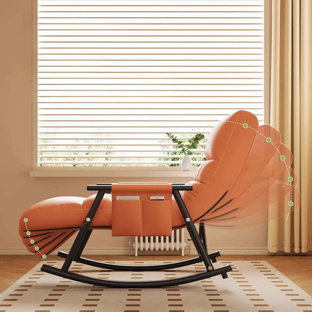 Twilight Orange Round-Arm Rocking Chair — Grey