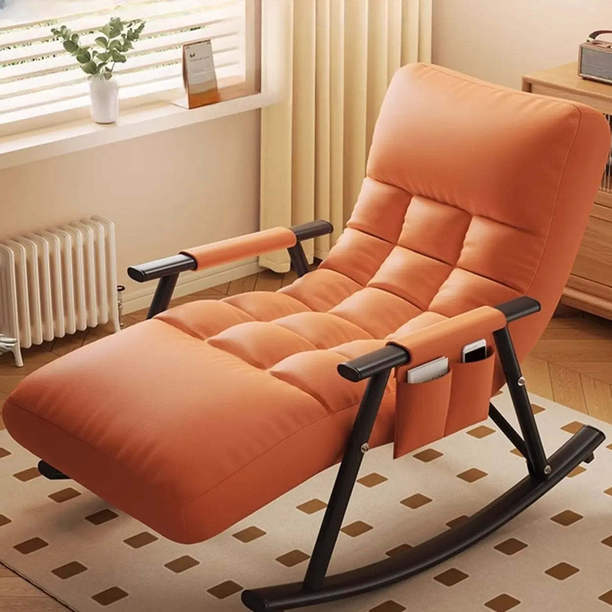 Twilight Orange Round-Arm Rocking Chair