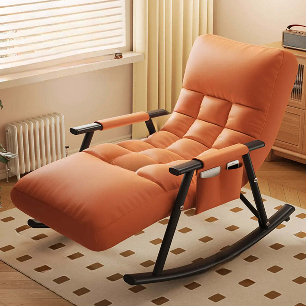 Twilight Orange Round-Arm Rocking Chair