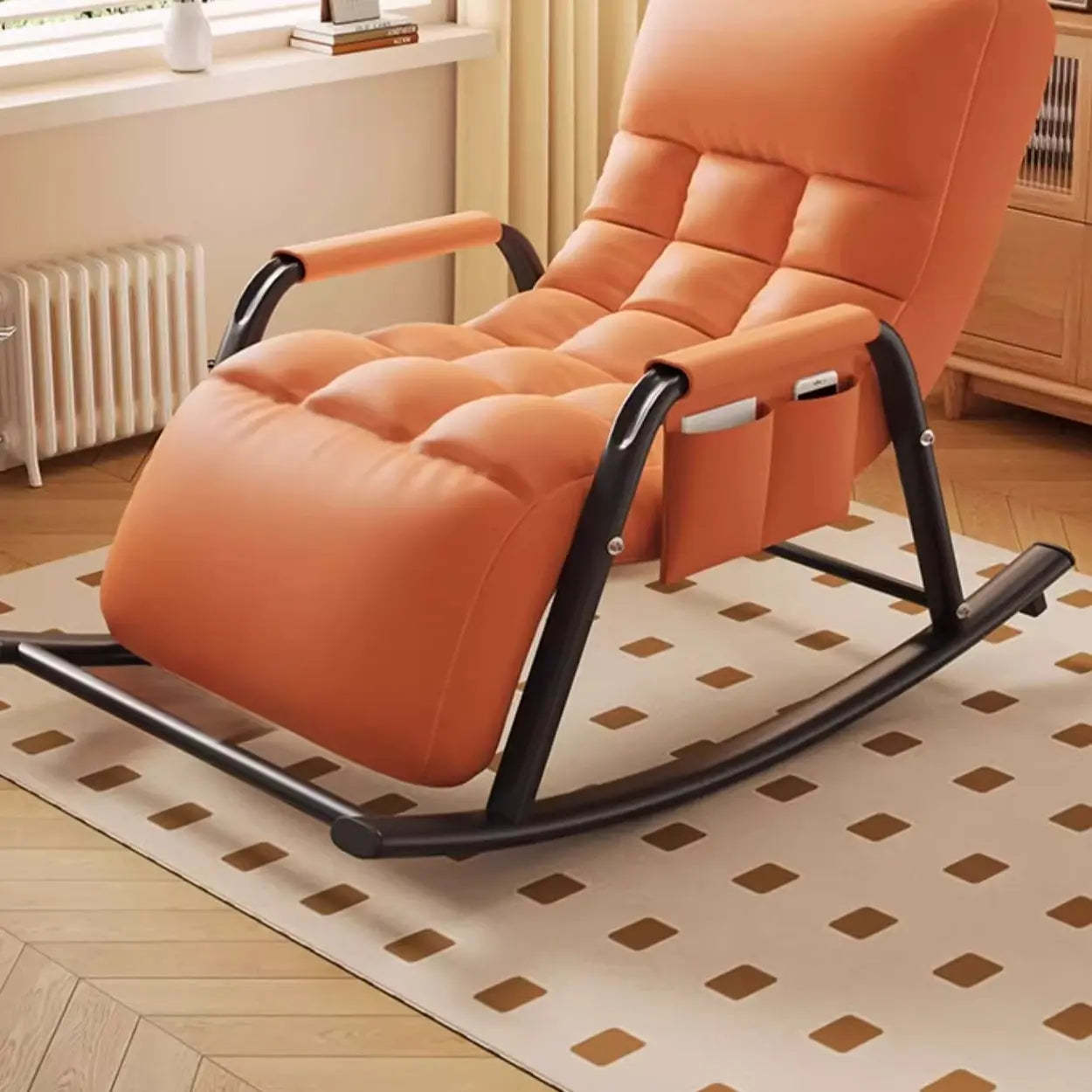Twilight Orange Round-Arm Rocking Chair