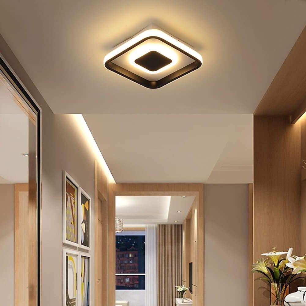Dual-Square LED Black Modern Flush Mount Light
