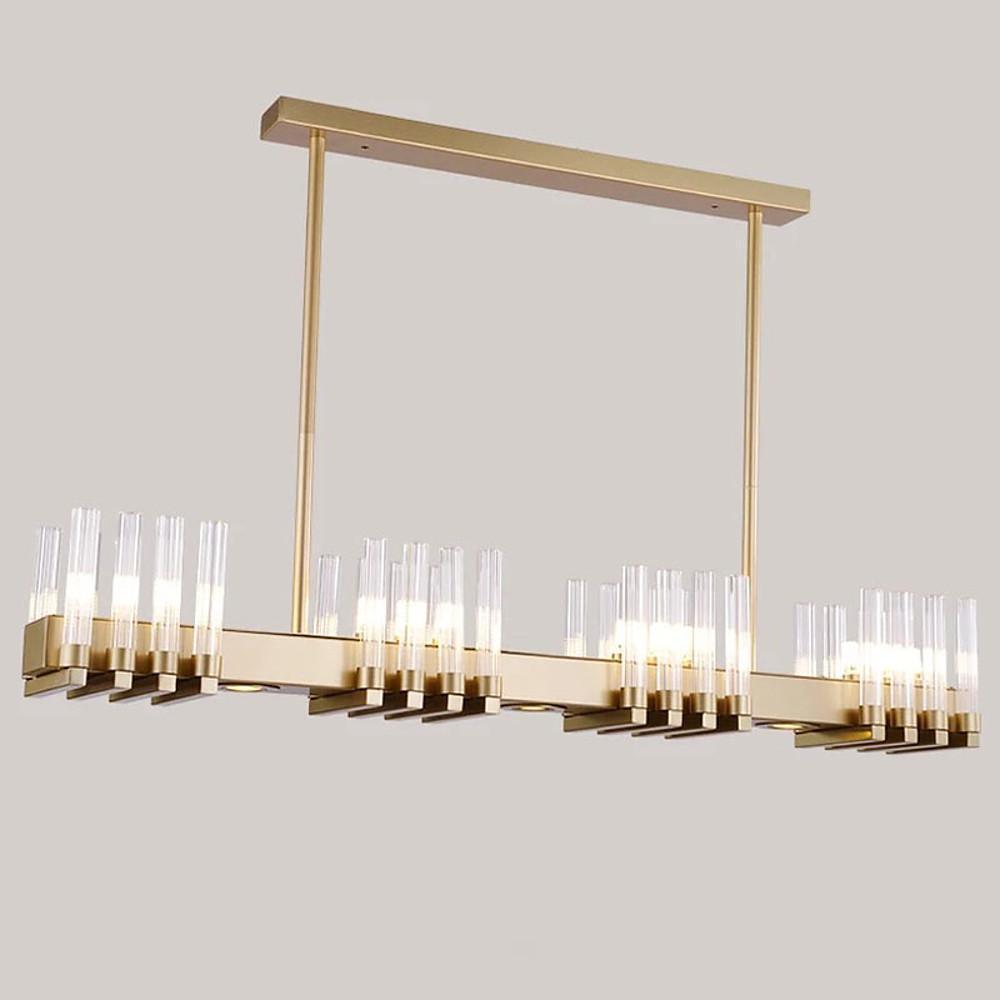 Creative Linear Electroplated Metal Glass LED Modern Chandeliers Pendant Light-Lighom