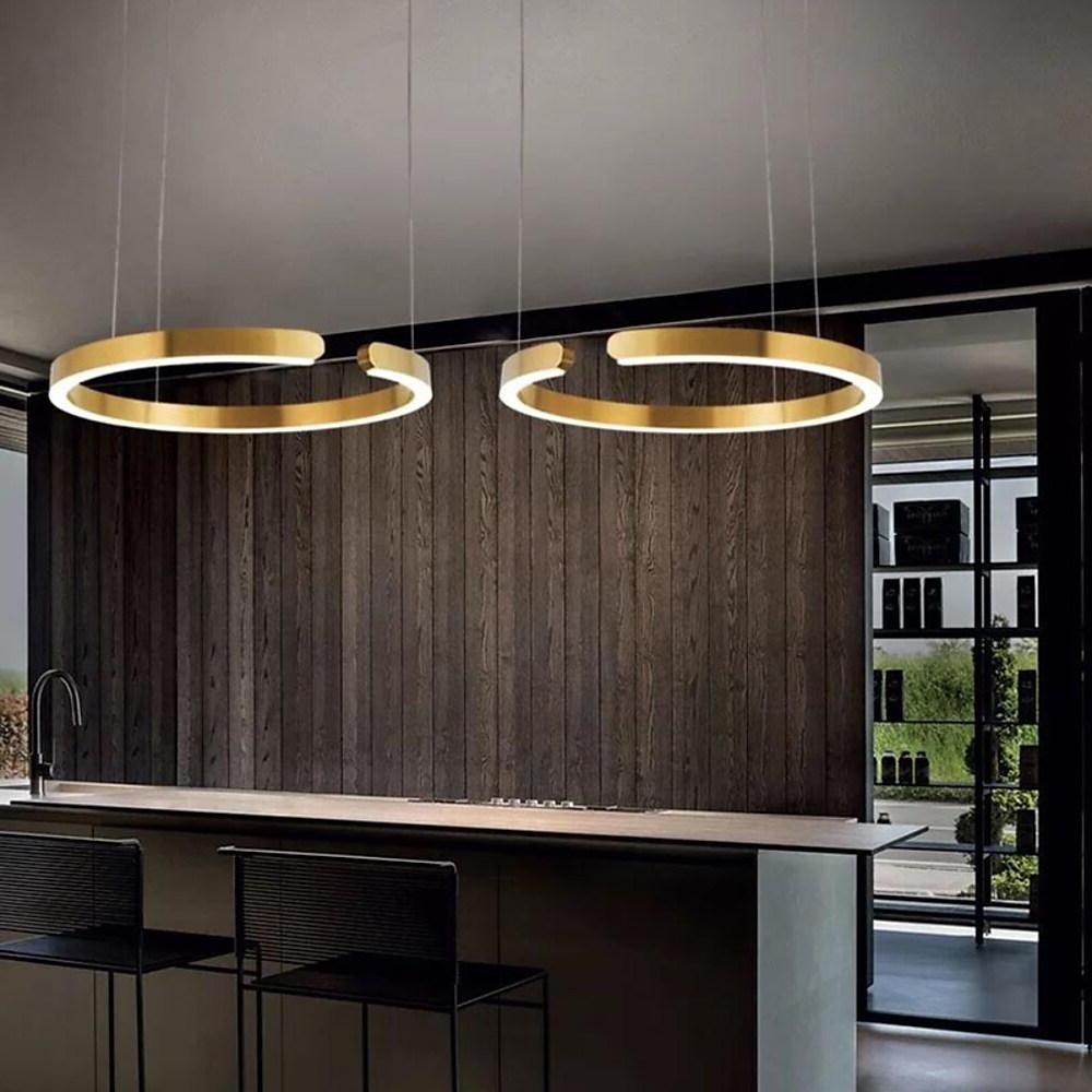 Open Ring Shaped LED Electroplated Modern Pendant Light Island Lights-Lighom
