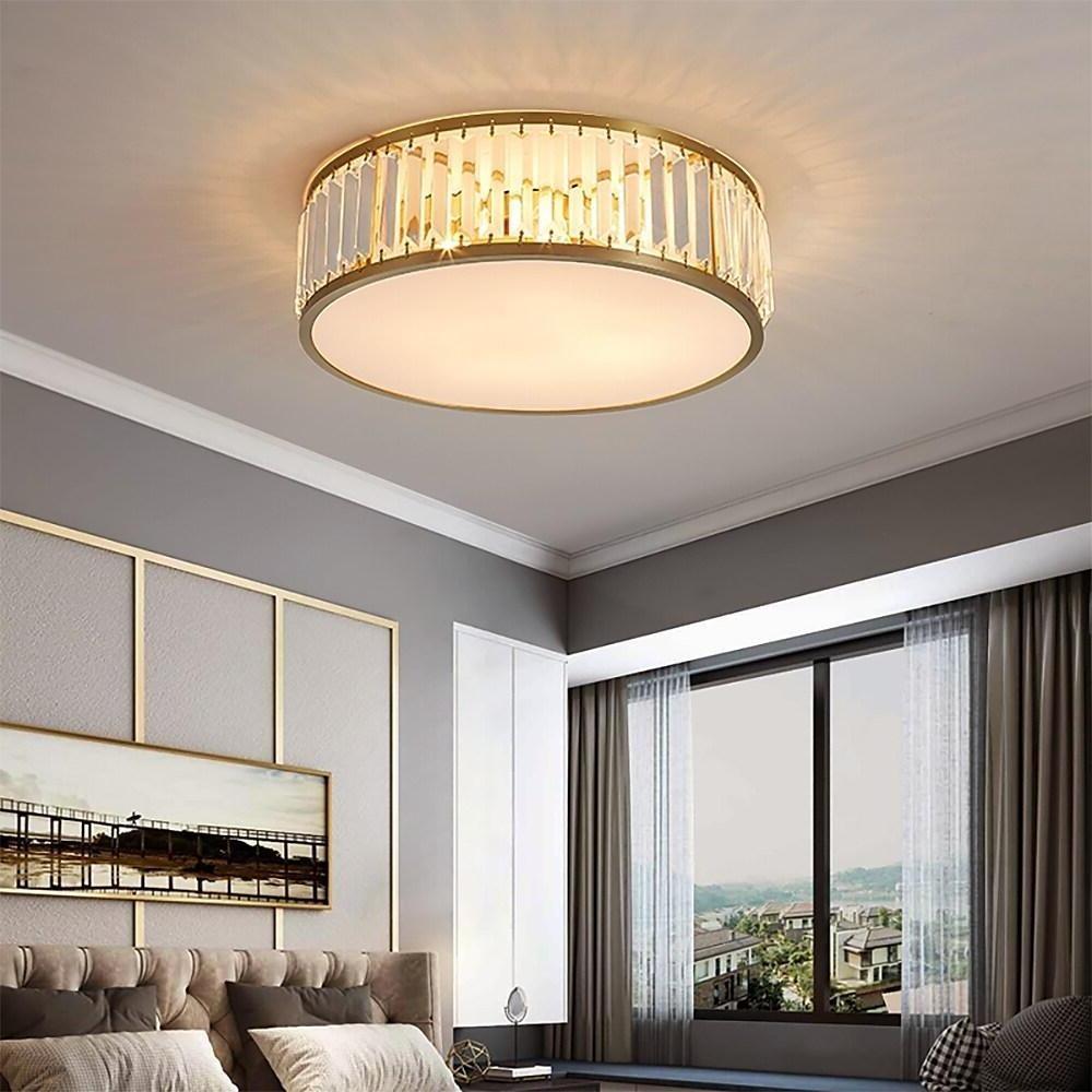 Drum-shaped LED Crystal Nordic Ceiling Lights Flush Mount Lighting-Lighom