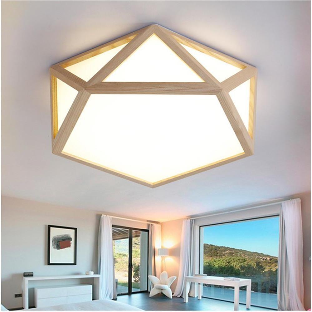 Lighom rustic geometric white flush mount lighting — Cool White (6000K)