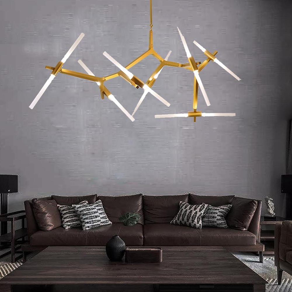 Industrial Drone Shaped Brass Chandelier Light Modern Sputnik Chandelier 14 LED Bulbs-Lighom
