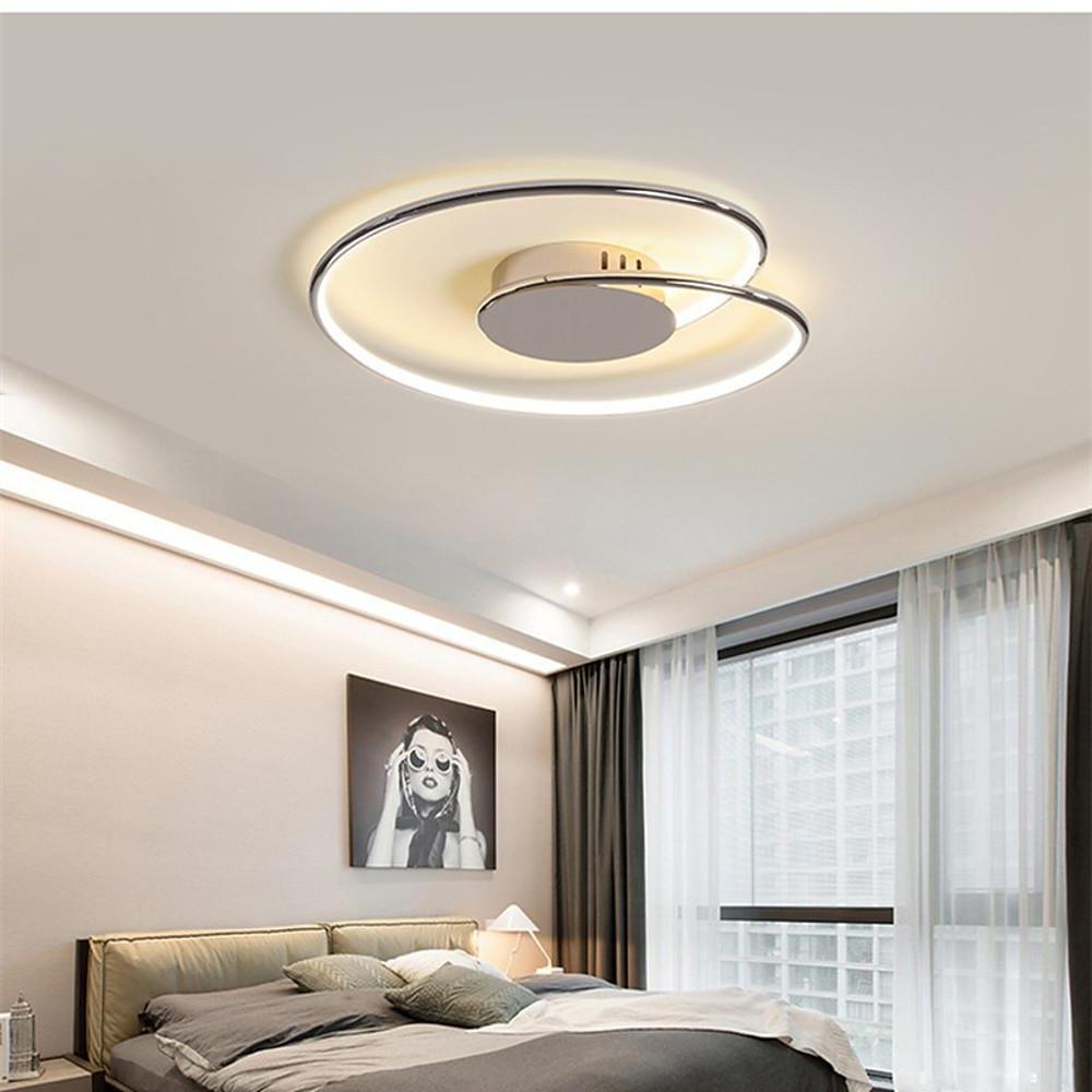 Gray metal circular unusual flush mount lighting — 2" H x 17" Dia / Warm White (3000K) / Brushed Gold