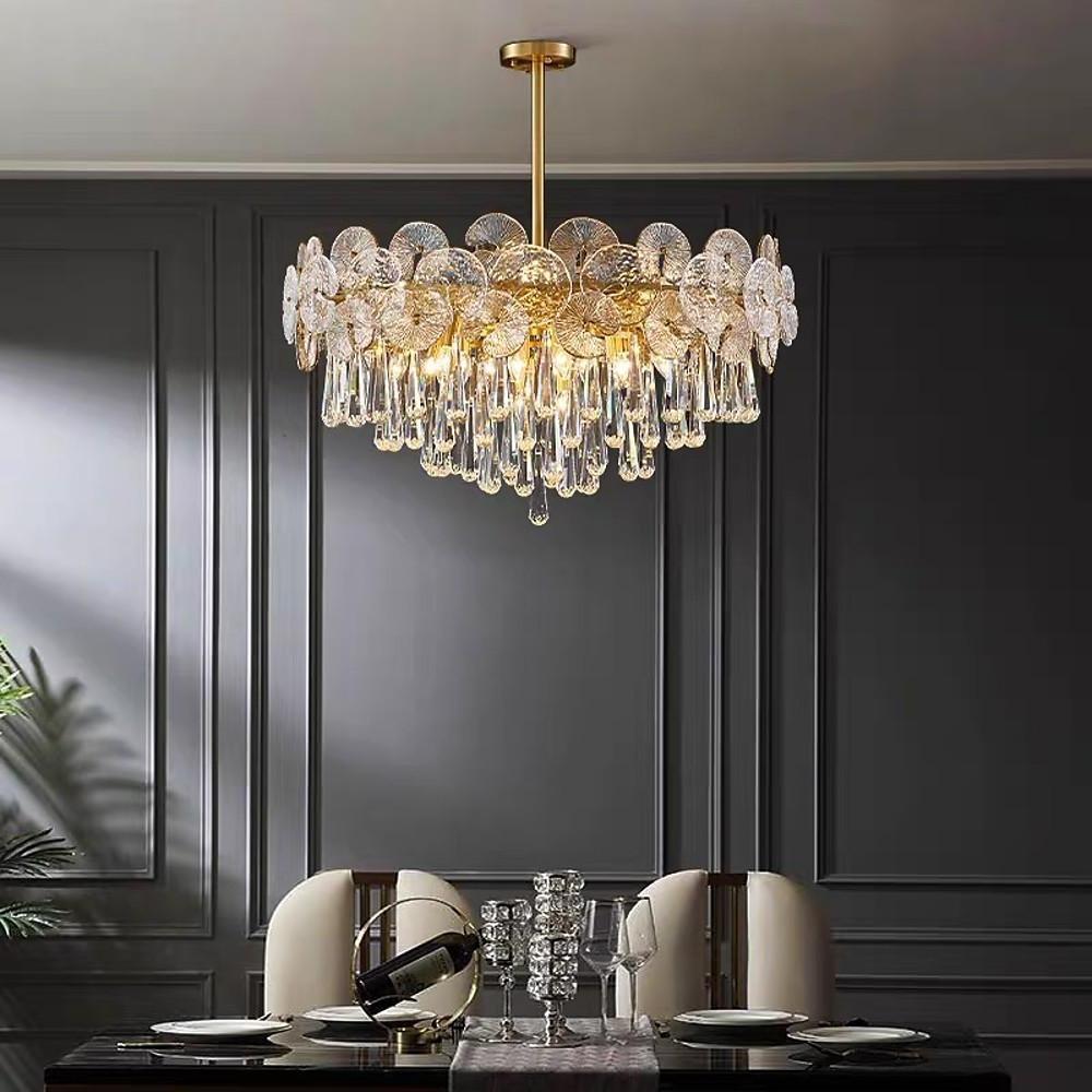 Candelabra Flush Mount Ceiling Light Metal Crystal LED Light-Lighom