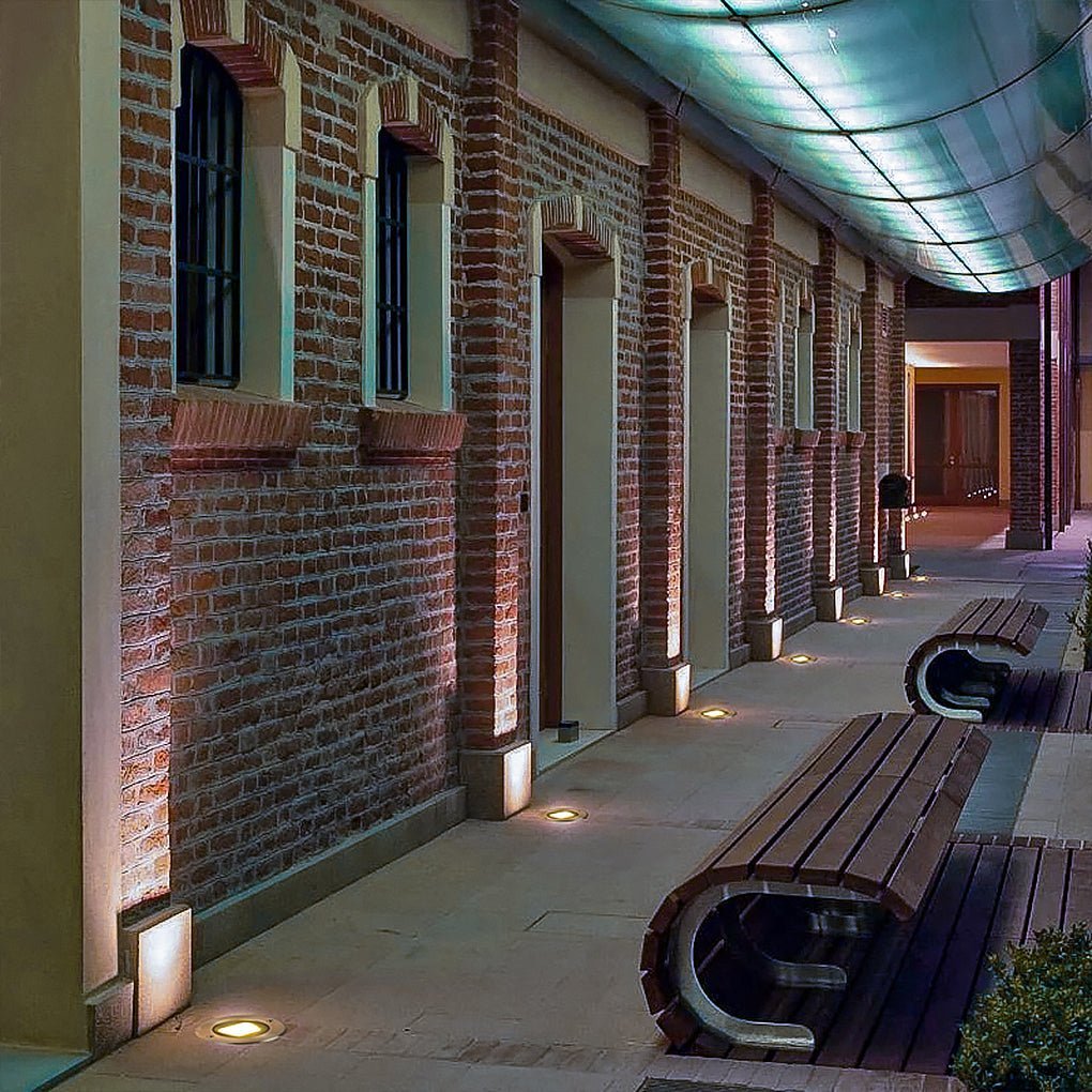 Ultra-thin Waterproof Recessed Step Lights LED Ground Lighting for Stairs, Decks (IP65, 110-240V, Warm White)-Lighom