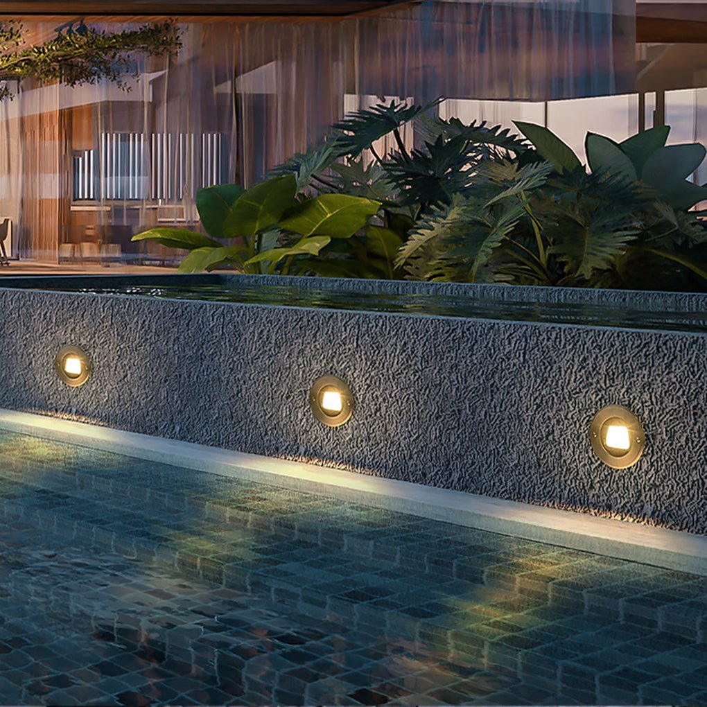 Ultra-thin Waterproof Recessed Step Lights LED Ground Lighting for Stairs, Decks (IP65, 110-240V, Warm White)-Lighom