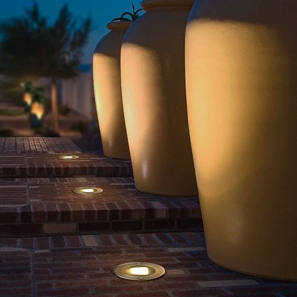 Ultra-thin Waterproof Recessed Step Lights LED Ground Lighting for Stairs, Decks (IP65, 110-240V, Warm White)-Lighom