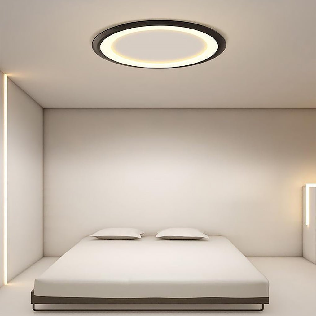 Ultrathin round acrylic flush mount lighting — Cool White (6000K) / Matte Black