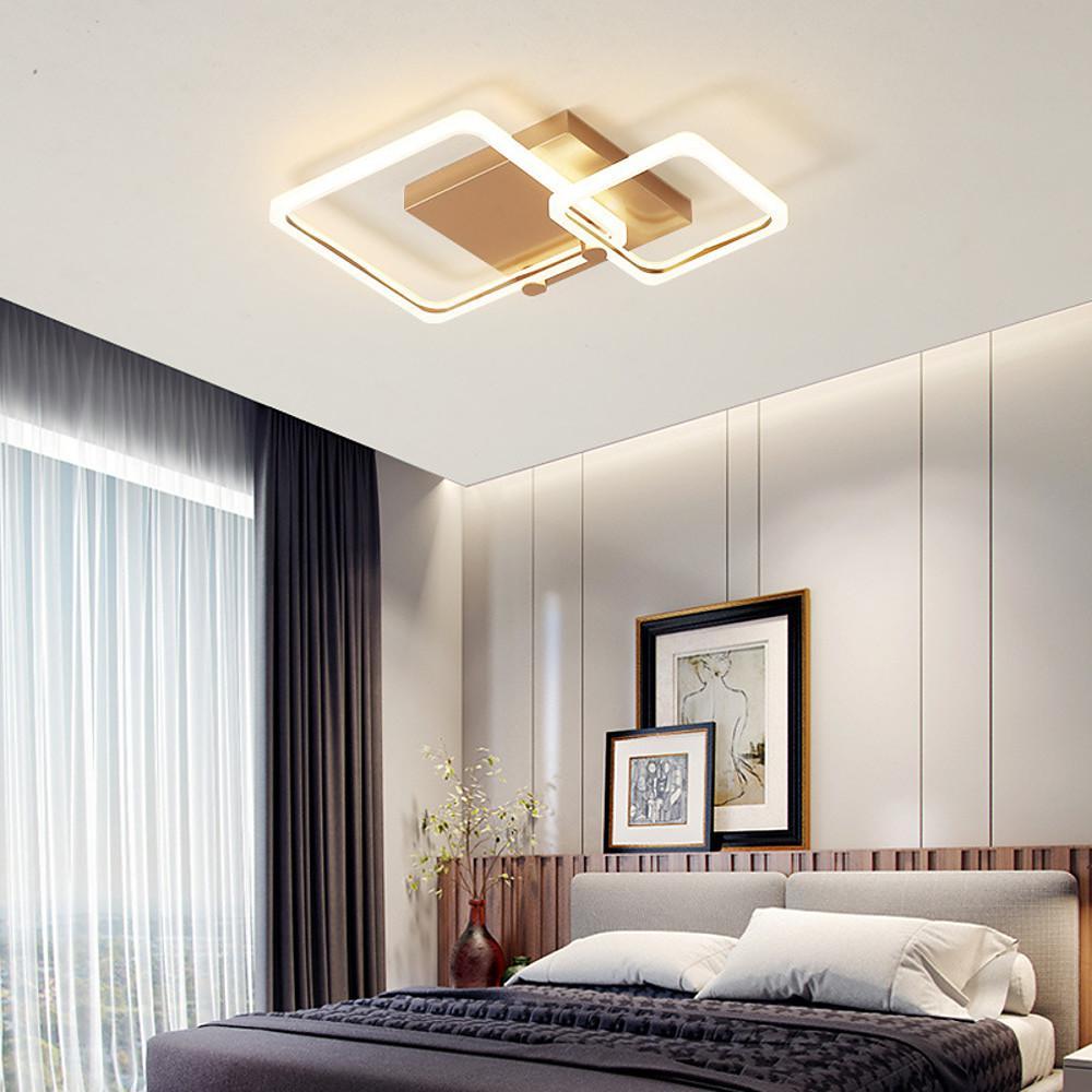 Modern artistic synthetic semi-flush mount light — 16" L x 16" W x 3" H / Warm White (3000K) / Gold