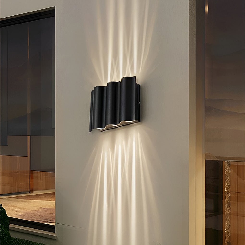 Arc Waterproof Wave Wall Sconces Outdoor Cool LED Up and Down Wall Mounted Lights-Lighom