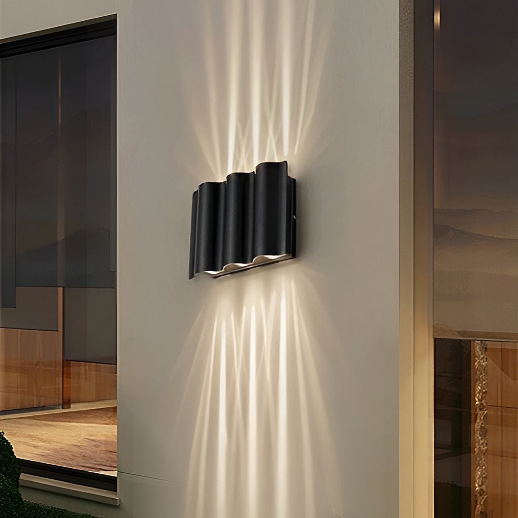 Arc Waterproof Wave Wall Sconces Outdoor Cool LED Up and Down Wall Mounted Lights-Lighom