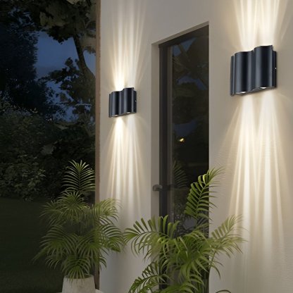 Arc Waterproof Wave Wall Sconces Outdoor Cool LED Up and Down Wall Mounted Lights-Lighom