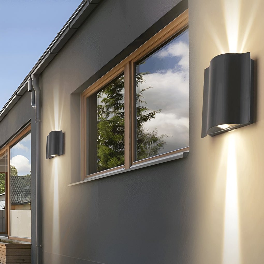 Arc Waterproof Wave Wall Sconces Outdoor Cool LED Up and Down Wall Mounted Lights-Lighom