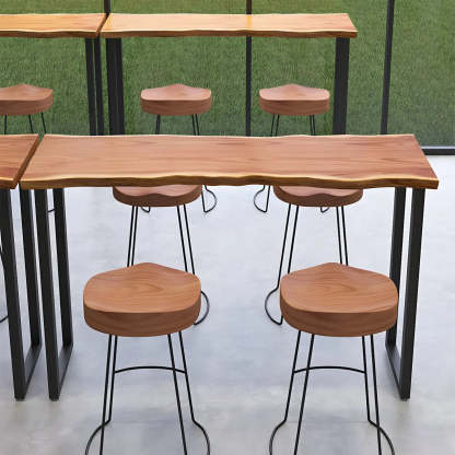 Unique Brown Rectangular Wood Dining Bar Table — Table Only