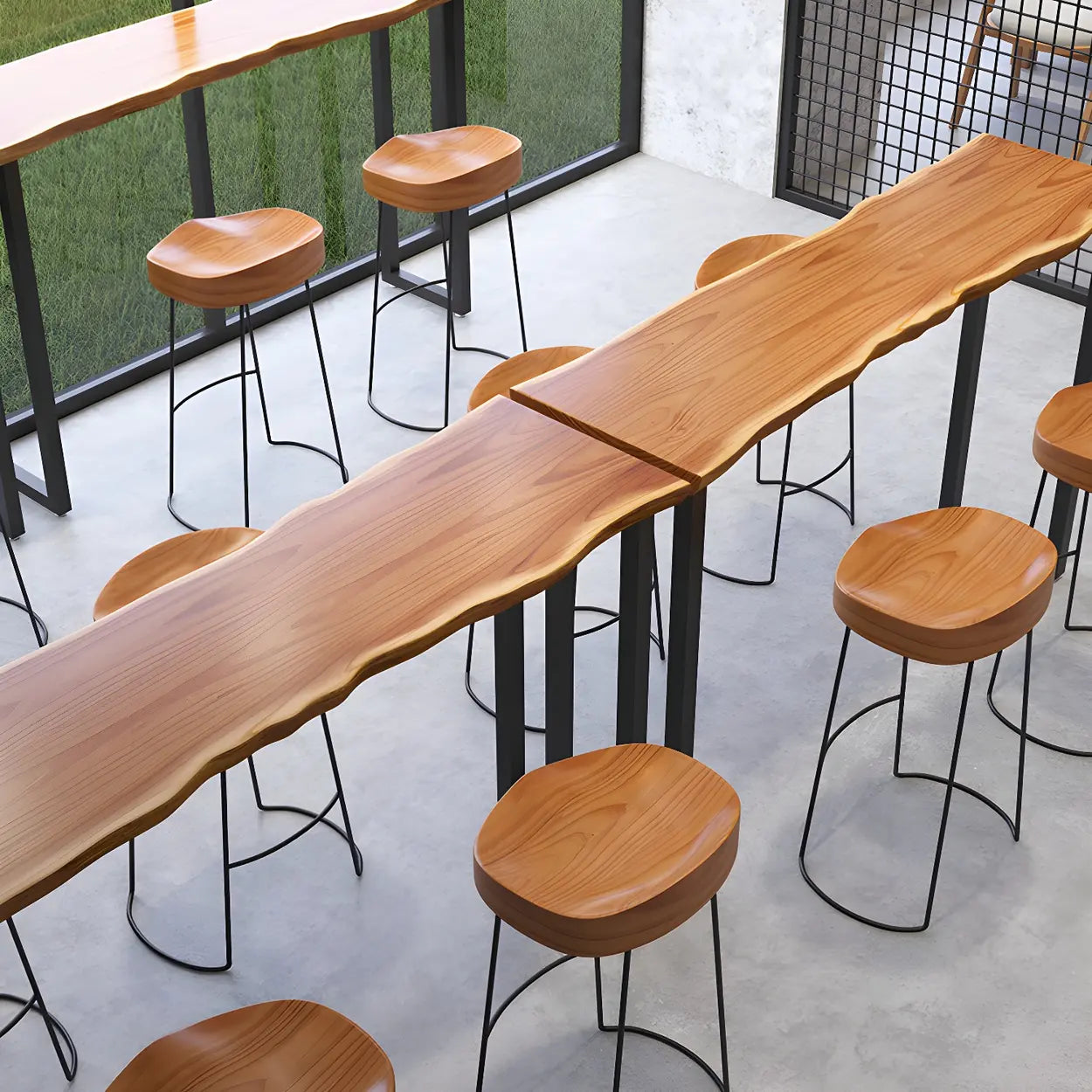 Unique Brown Rectangular Wood Dining Bar Table — Table Only