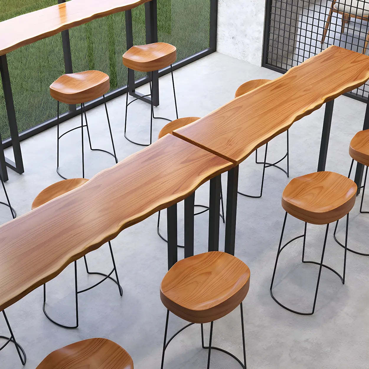 Unique Brown Rectangular Wood Dining Bar Table — Table Only