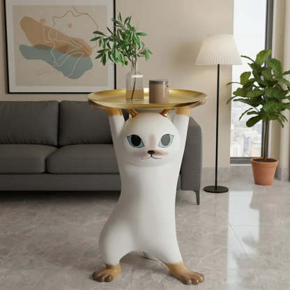 Cat Figurine Resin Side Table
