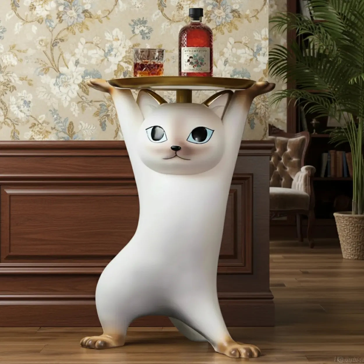Cat Figurine Resin Side Table