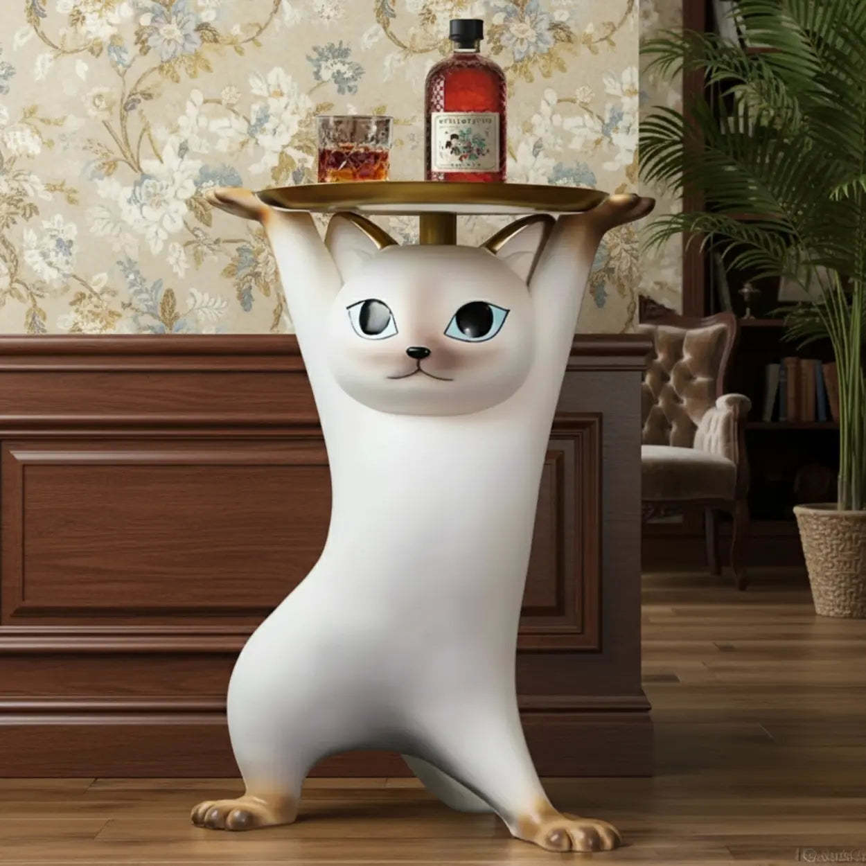 Cat Figurine Resin Side Table