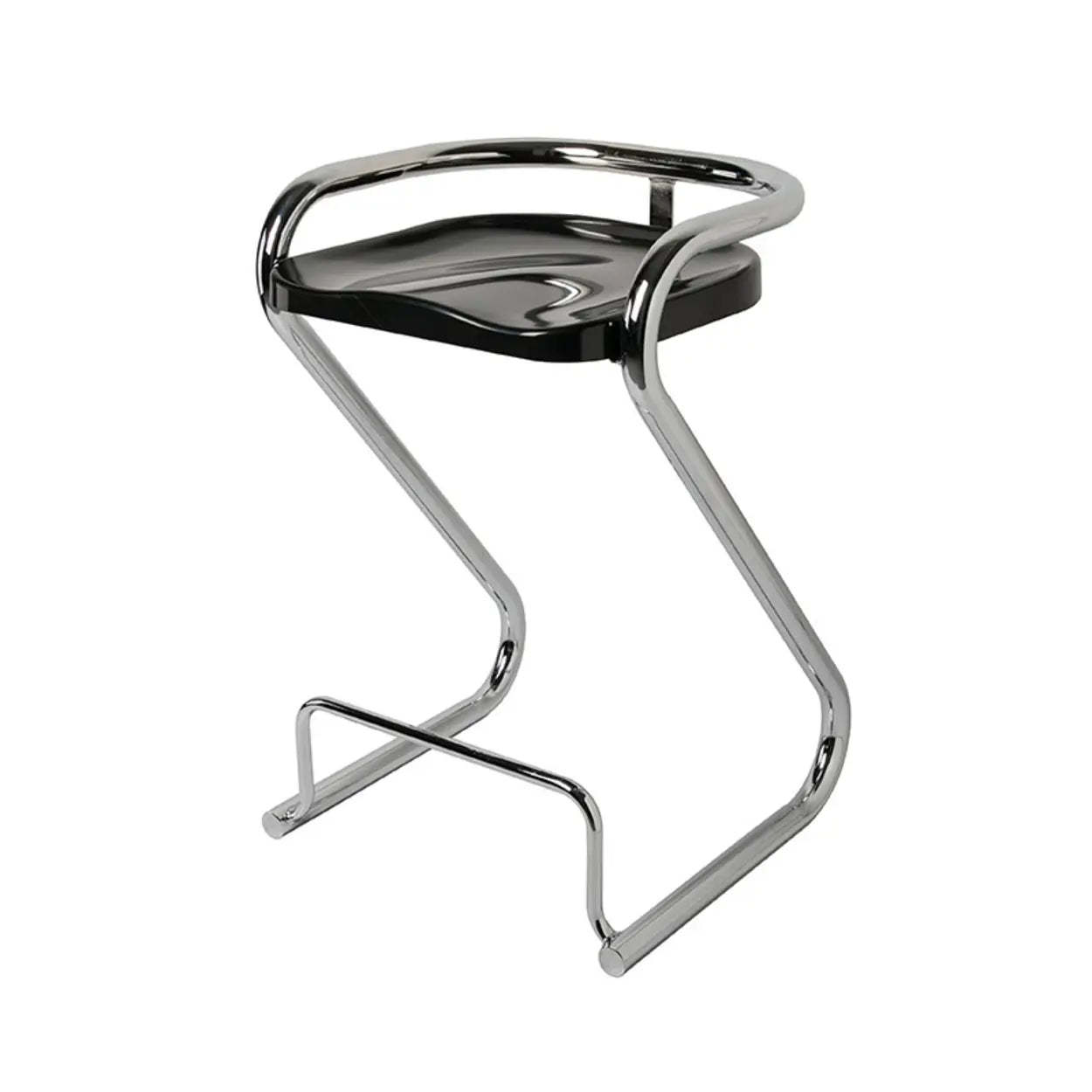 Curved Sled-Base Bucket Bar Stool with Footrest — Green / Silver