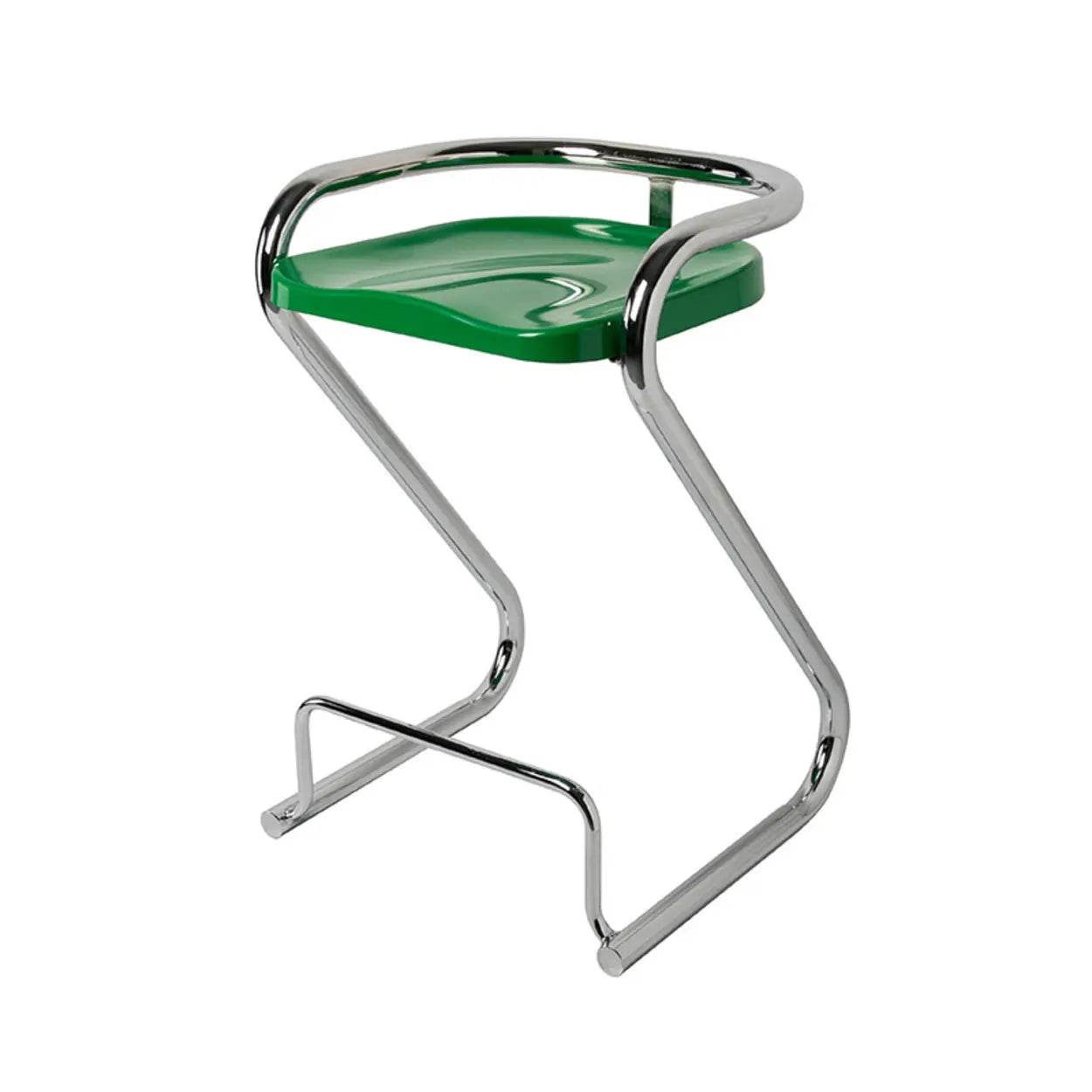 Curved Sled-Base Bucket Bar Stool with Footrest — Green / White