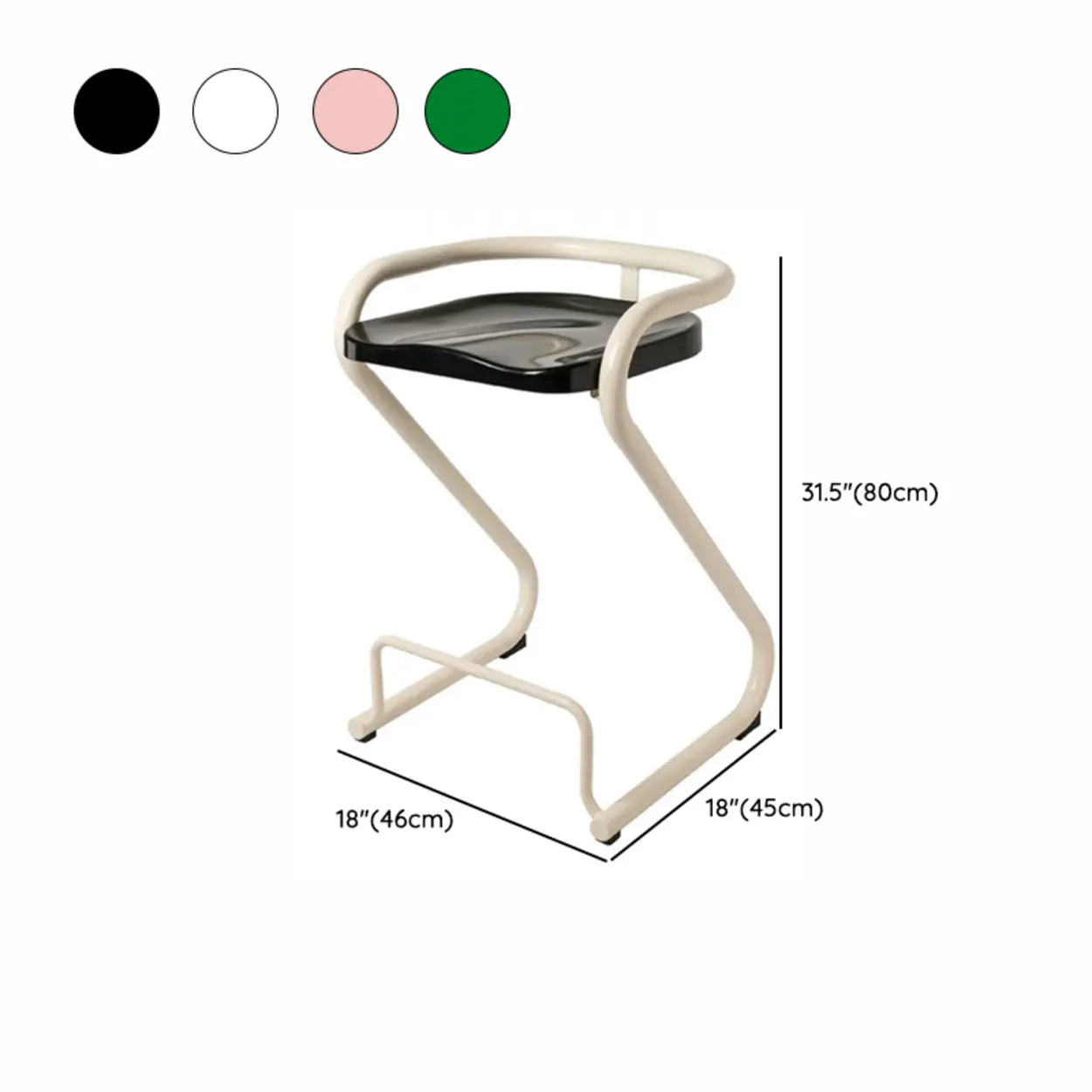 Curved Sled-Base Bucket Bar Stool with Footrest — Pink / White