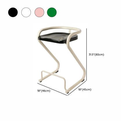 Curved Sled-Base Bucket Bar Stool with Footrest — Pink / White