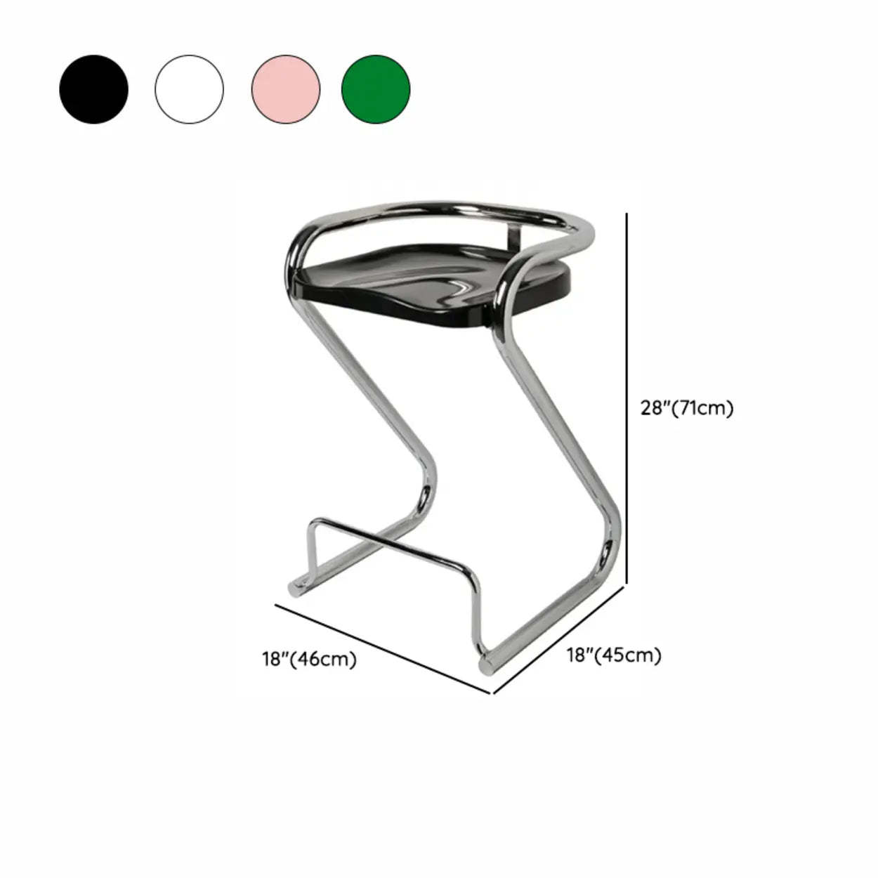 Curved Sled-Base Bucket Bar Stool with Footrest — Pink / White