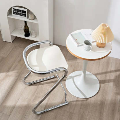 Curved Sled-Base Bucket Bar Stool with Footrest — Black / Silver