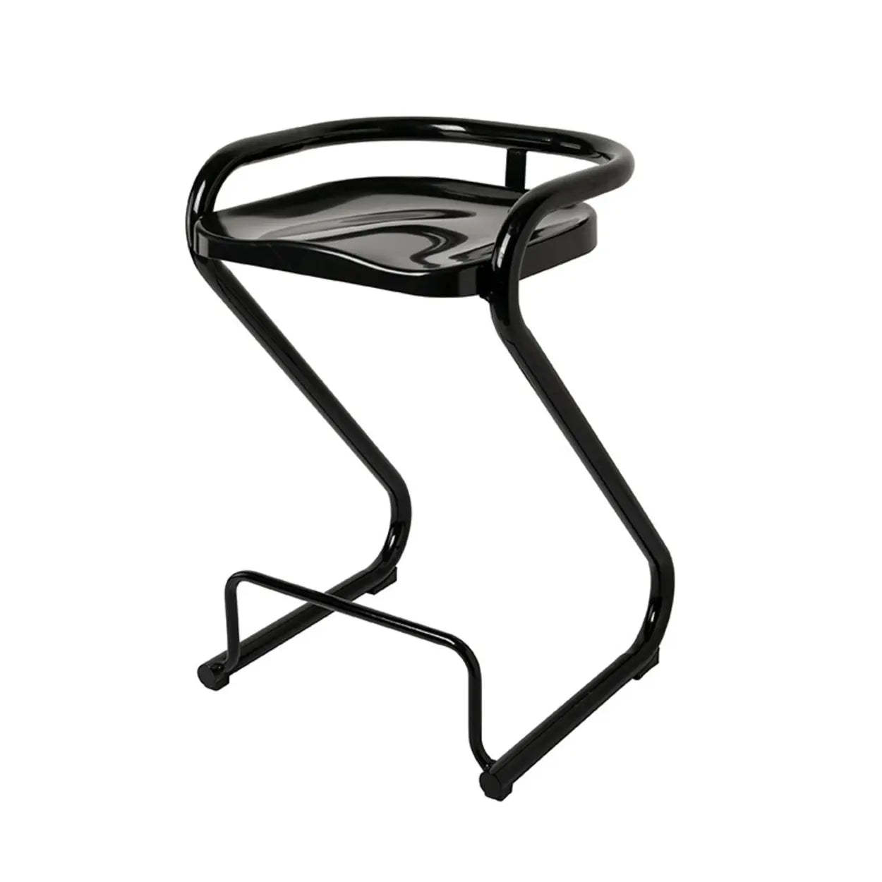 Curved Sled-Base Bucket Bar Stool with Footrest — White / Black