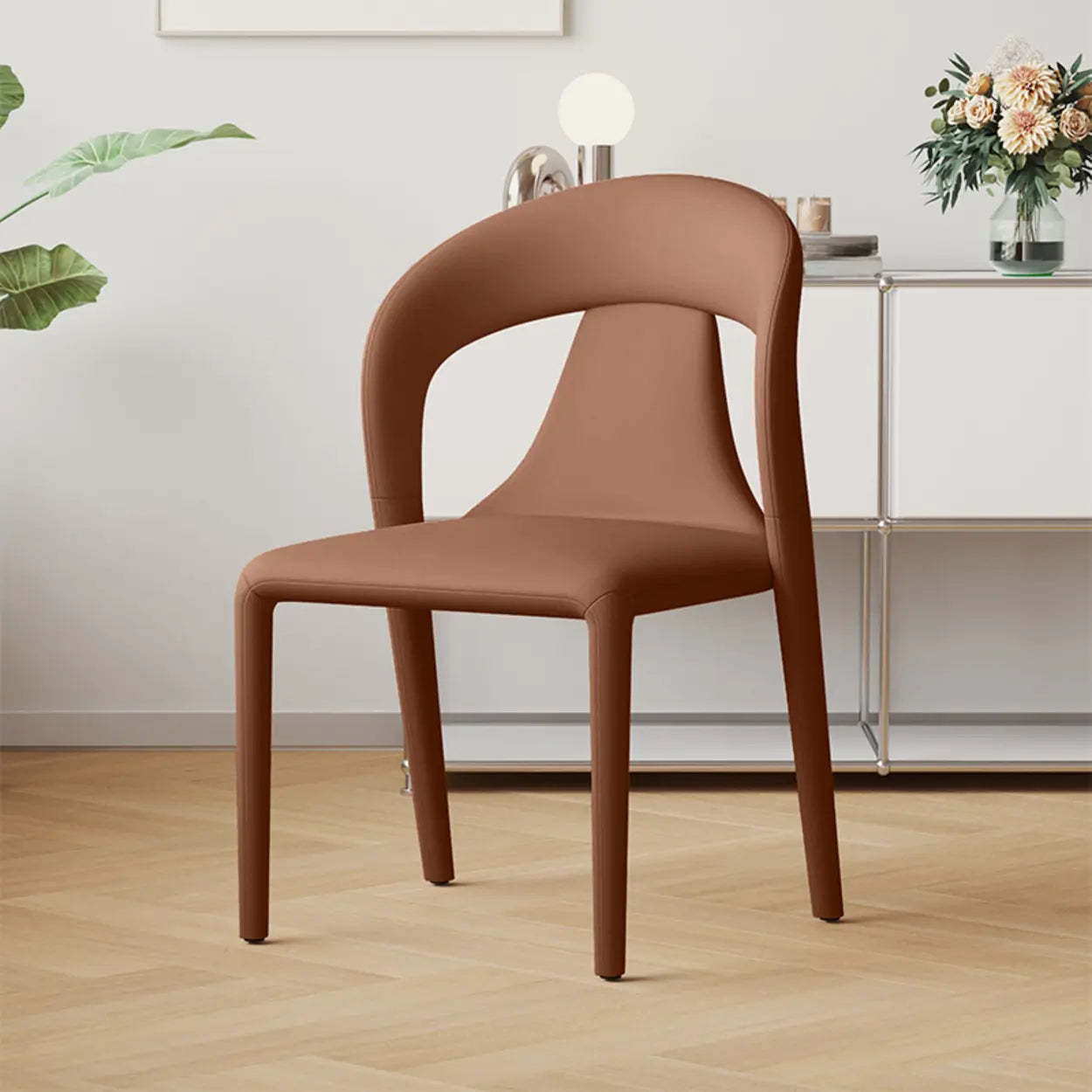 Unique Faux Leather Armless Upholstered Dining Chair — Grey