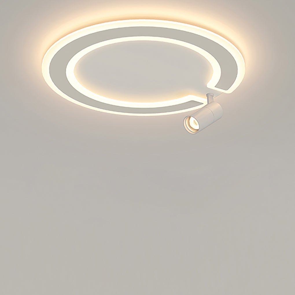 Unique Flush Mount Lighting Circle Shaped Iron Acrylic Light with Spotlight-Lighom
