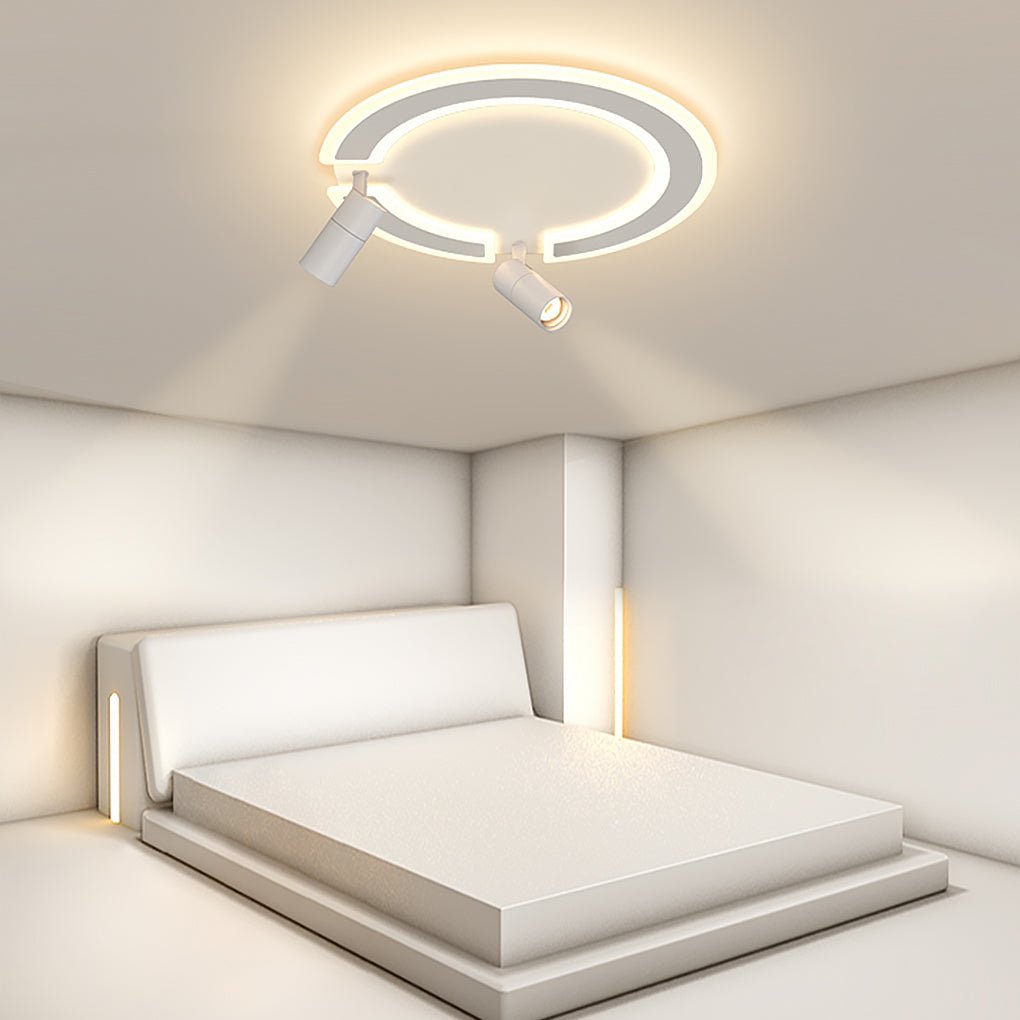 Unique Flush Mount Lighting Circle Shaped Iron Acrylic Light with Spotlight-Lighom