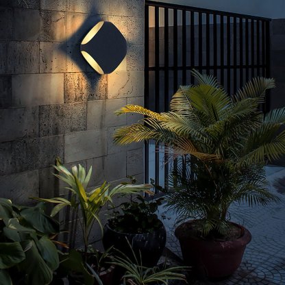 Square LED Waterproof Black Modern Outdoor Wall Lights Fence Post Lights-Lighom