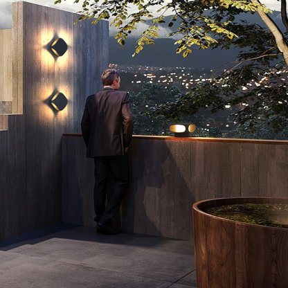 Square LED Waterproof Black Modern Outdoor Wall Lights Fence Post Lights-Lighom