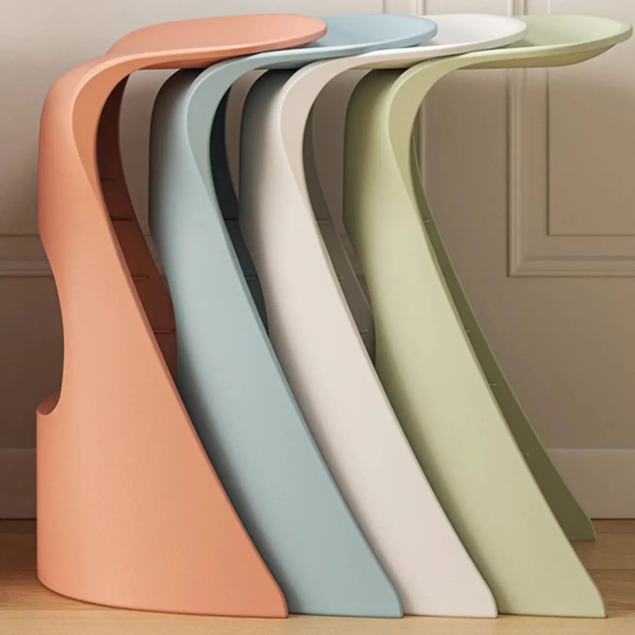 Stackable Curved Saddle Backless Bar Stool — Blue