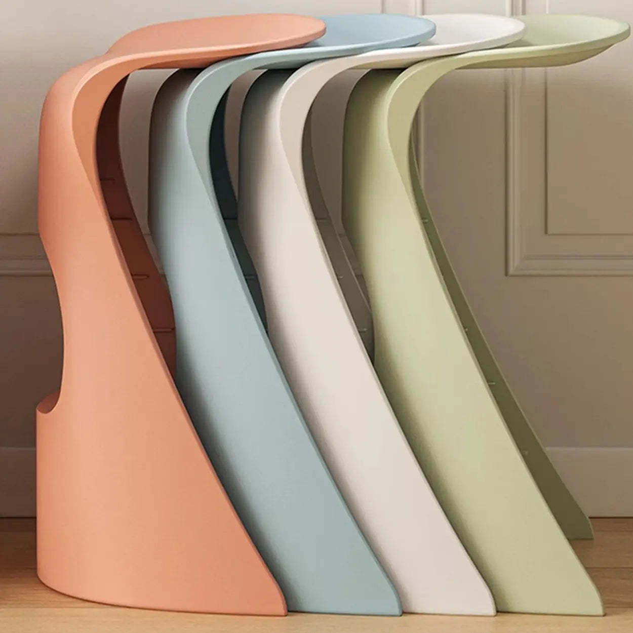 Stackable Curved Saddle Backless Bar Stool — Blue