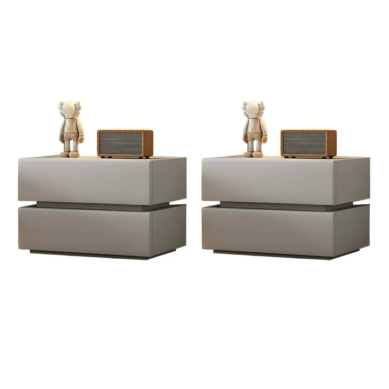 Unique Rectangular Off-White Wood Storage Nightstand — Pink / 1 Piece