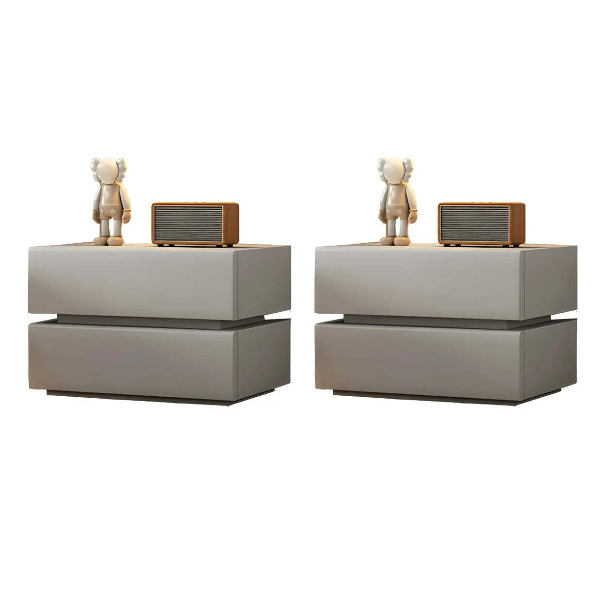 Unique Rectangular Off-White Wood Storage Nightstand — Pink / 1 Piece