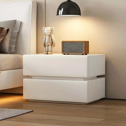 Unique Rectangular Off-White Wood Storage Nightstand — Dark Gray / 1 Piece
