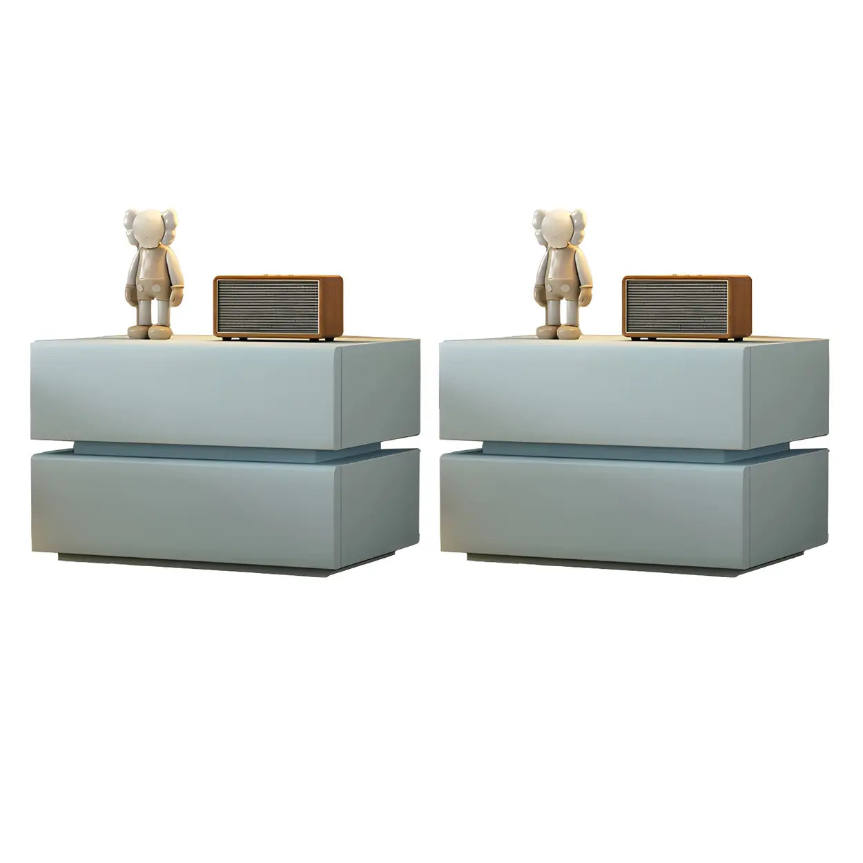 Unique Rectangular Off-White Wood Storage Nightstand — White / 1 Piece