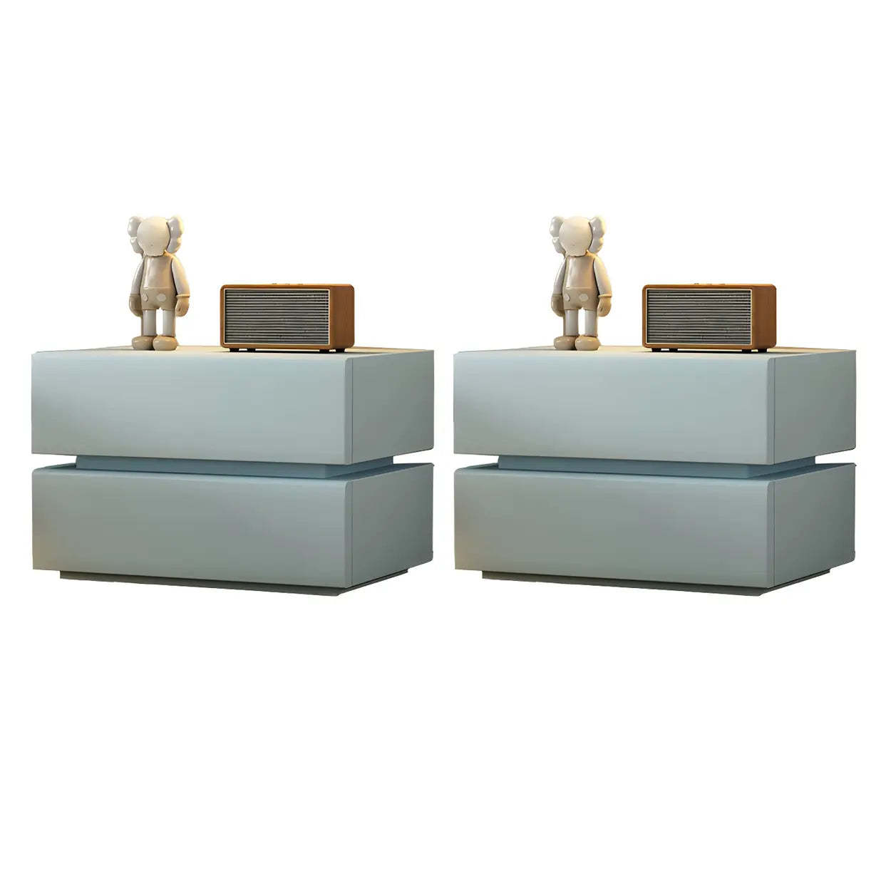 Unique Rectangular Off-White Wood Storage Nightstand — White / 1 Piece